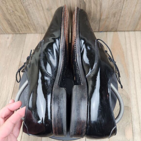 Mens Allen Edmonds Spencer size 9 Black Patent Leather Oxford Dress Shoes - Picture 5 of 8